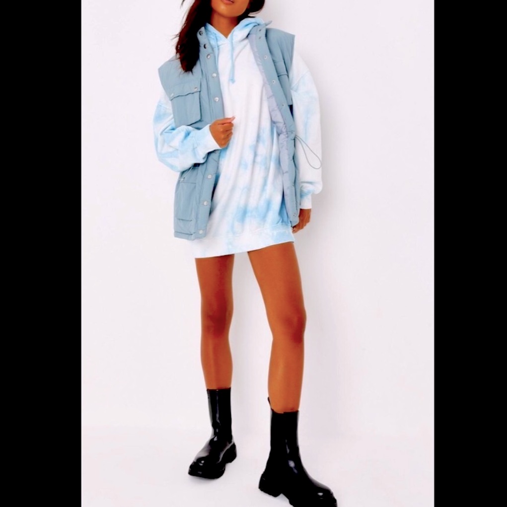 Playboy Blue Tie Dye Hooded Sweatshirt Dress Rare Collectibles